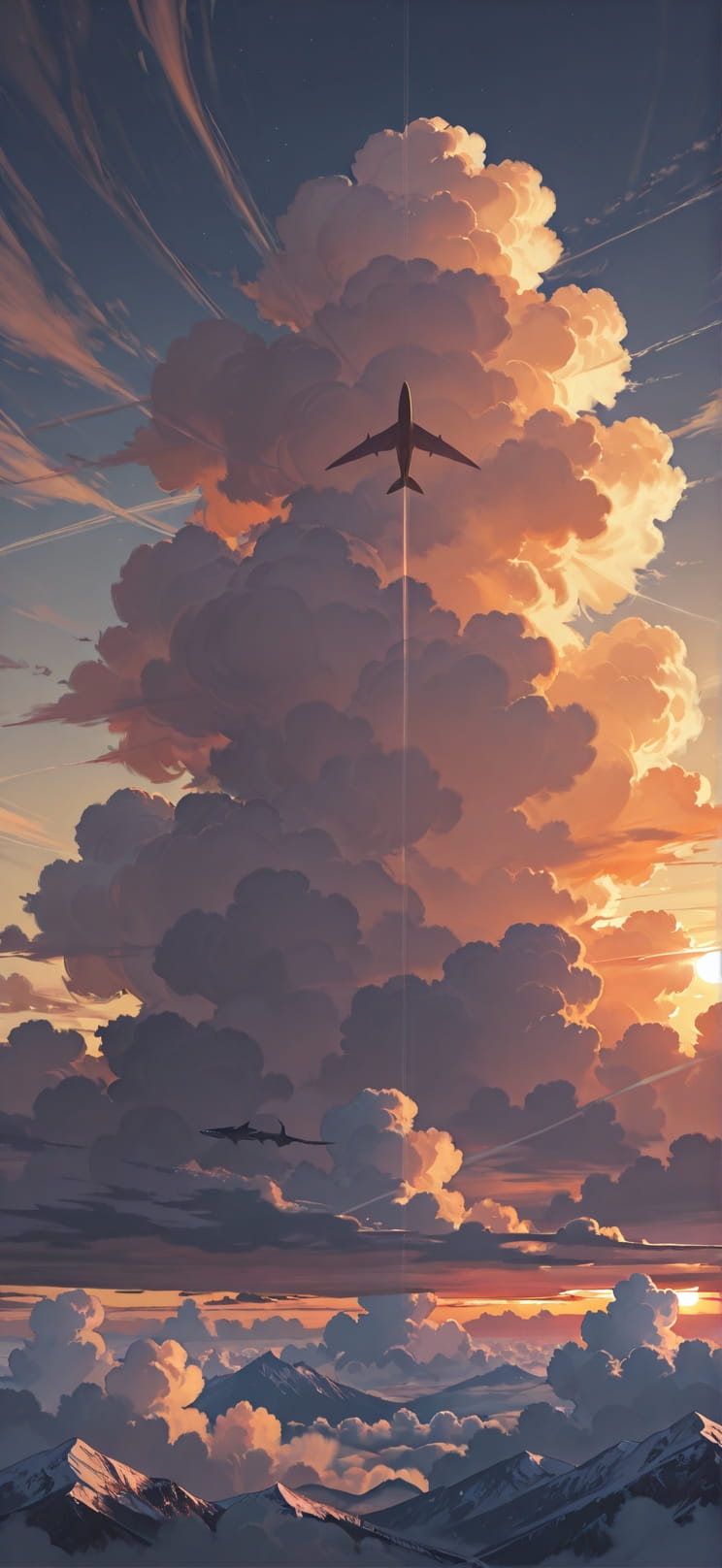 Nimbus Brown Sunset Sky Winter Animal mobile wallpaper / スマホ壁紙