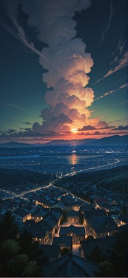 Nimbus Green Night City Spring mobile wallpaper / スマホ壁紙