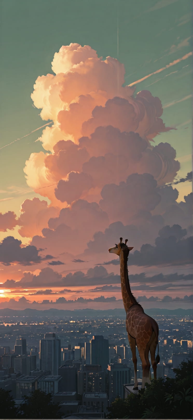 Nimbus Green Sunset City Summer Animal Machine mobile wallpaper / スマホ壁紙