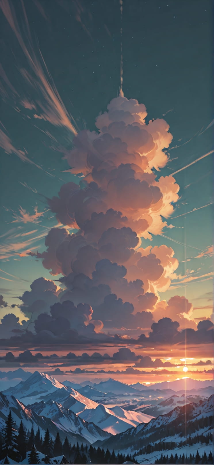 Nimbus Green Sunset Nature Winter Machine mobile wallpaper / スマホ壁紙