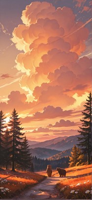 Nimbus Orange Afternoon Nature Spring Animal mobile wallpaper / スマホ壁紙