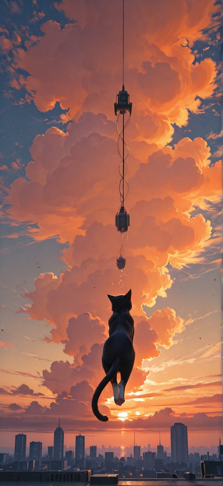 Nimbus Orange Sunset Sea Autumn Animal Machine mobile wallpaper / スマホ壁紙