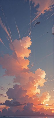 Nimbus Orange Sunset Sea Summer mobile wallpaper / スマホ壁紙