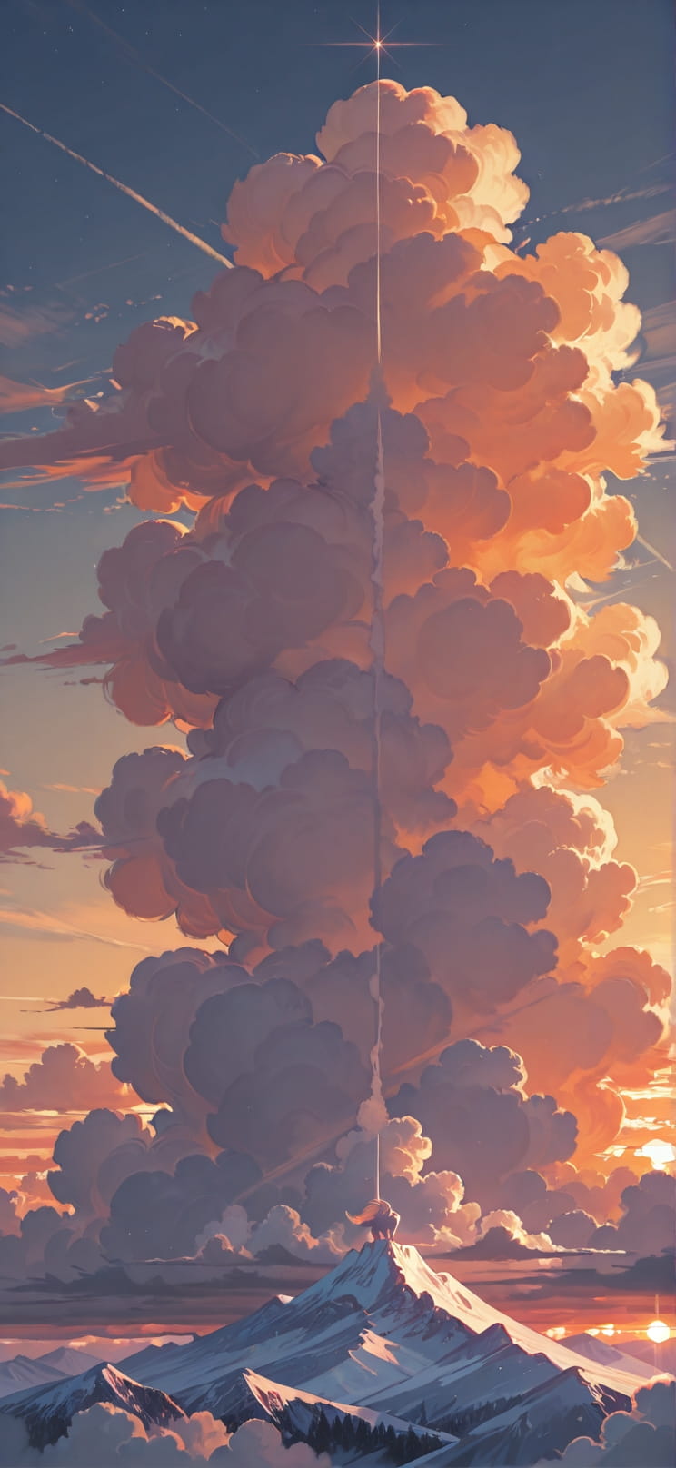 Nimbus Orange Sunset Sky Winter Animal mobile wallpaper / スマホ壁紙