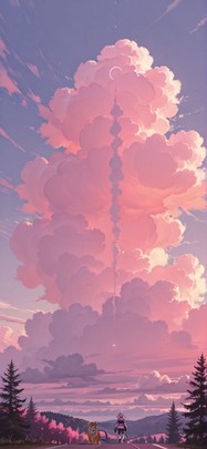 Nimbus Pink Afternoon Nature Spring Animal Machine mobile wallpaper / スマホ壁紙