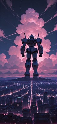 Nimbus Pink Night City Summer Machine mobile wallpaper / スマホ壁紙