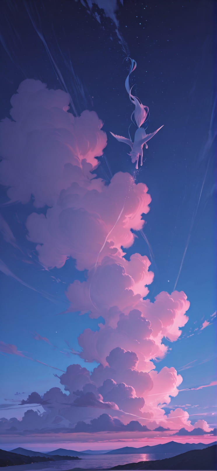 Nimbus Pink Night Sea Summer Animal mobile wallpaper / スマホ壁紙