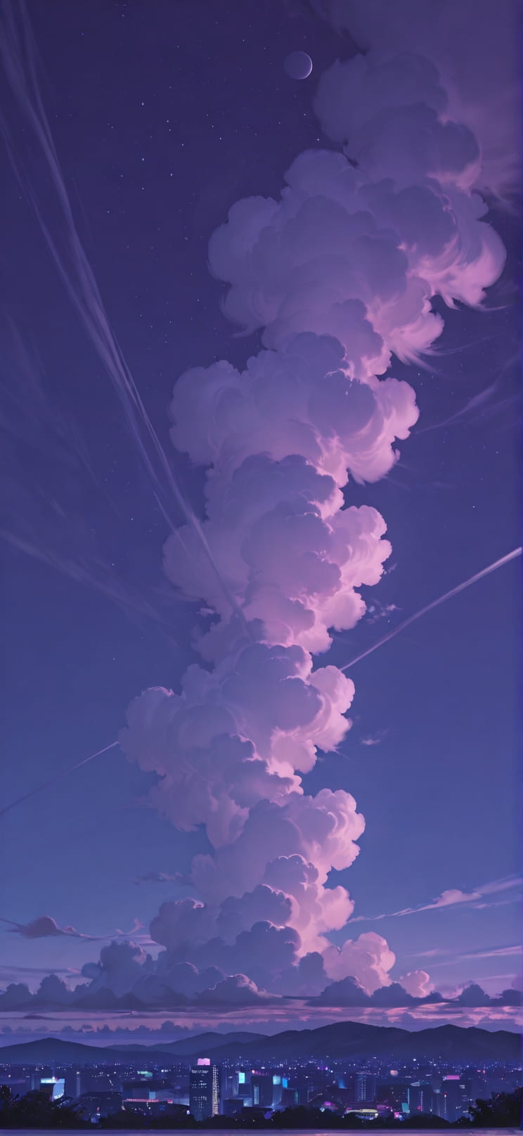 Nimbus Purple Night City Spring mobile wallpaper / スマホ壁紙