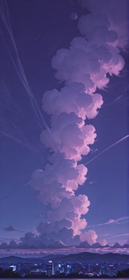 Nimbus Purple Night City Spring mobile wallpaper / スマホ壁紙