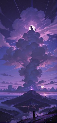 Nimbus Purple Night Sea Spring Animal Machine mobile wallpaper / スマホ壁紙
