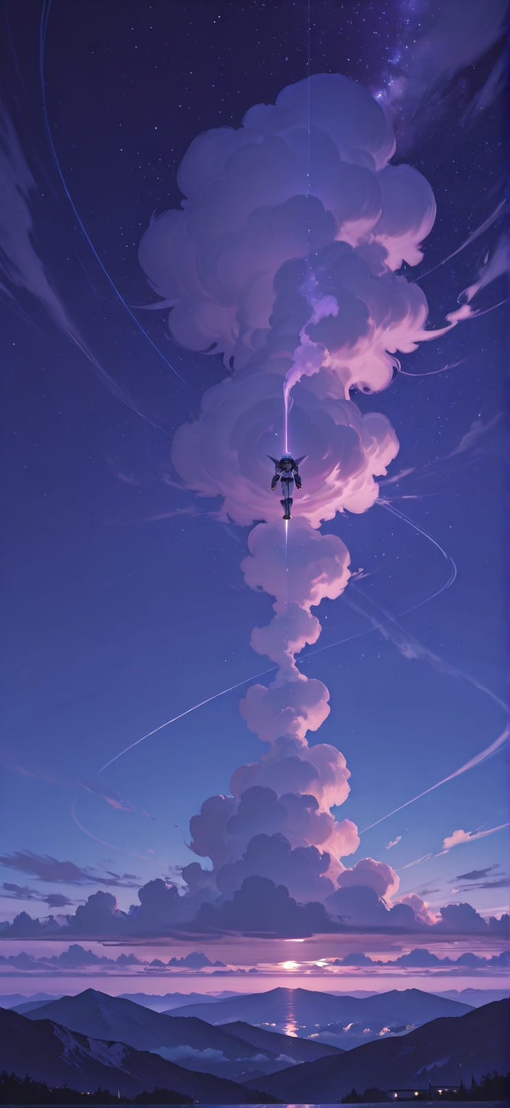 Nimbus Purple Night Sky Summer Machine mobile wallpaper / スマホ壁紙