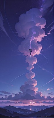 Nimbus Purple Night Sky Summer Machine mobile wallpaper / スマホ壁紙