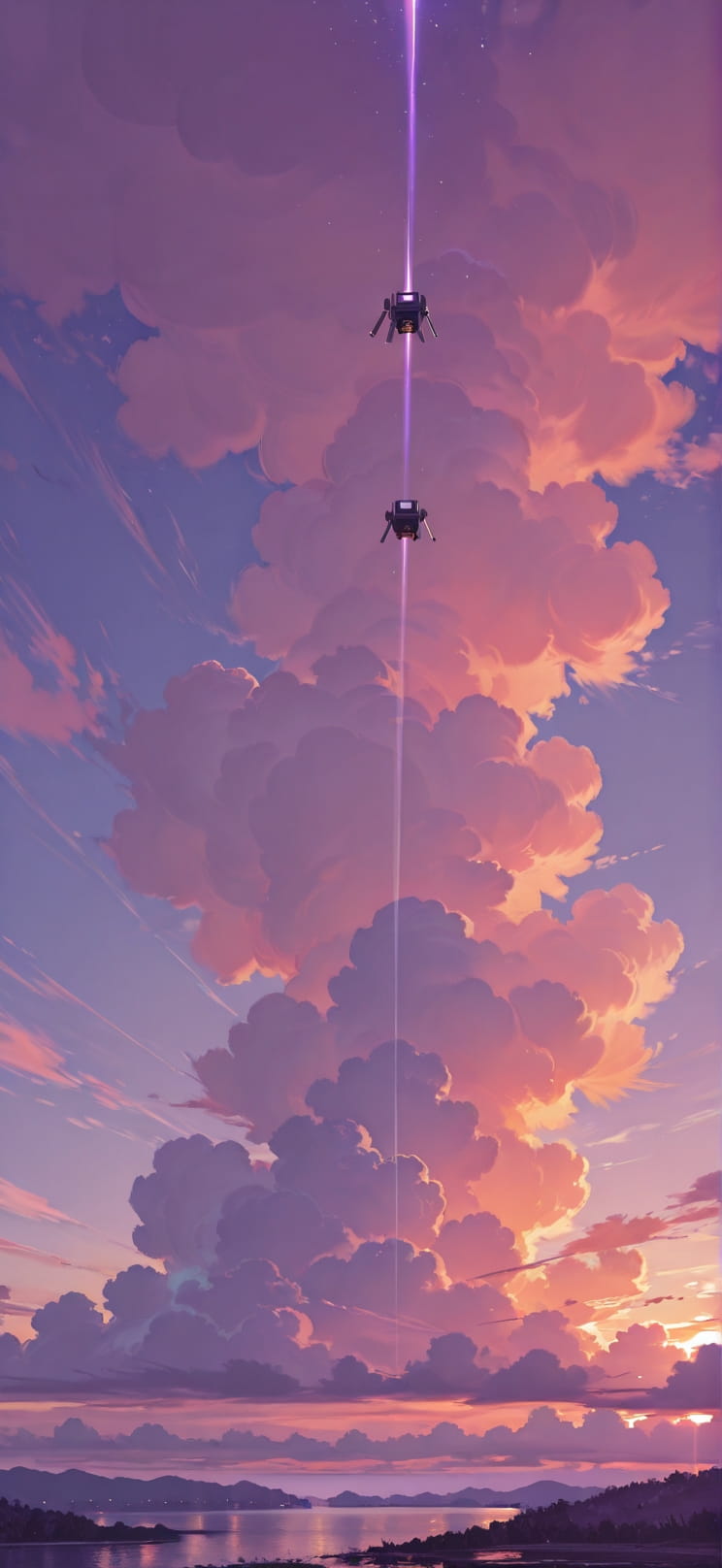 Nimbus Purple Sunset Sea Spring Machine mobile wallpaper / スマホ壁紙