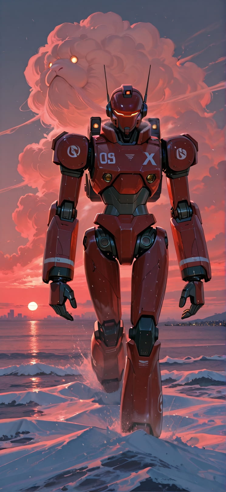 Nimbus Red Afternoon Sea Winter Machine mobile wallpaper / スマホ壁紙