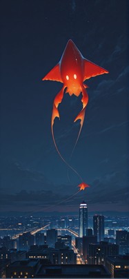 Nimbus Red Night City Winter Animal mobile wallpaper / スマホ壁紙