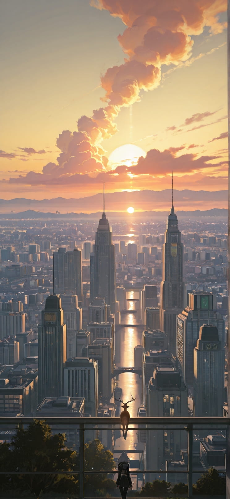 Nimbus Yellow Afternoon City Spring Animal Machine mobile wallpaper / スマホ壁紙