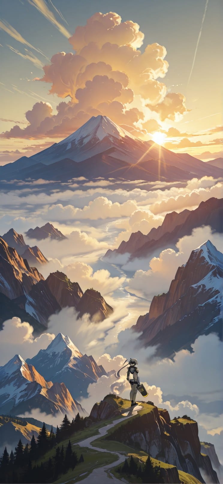 Nimbus Yellow Afternoon Mountain Summer Machine mobile wallpaper / スマホ壁紙