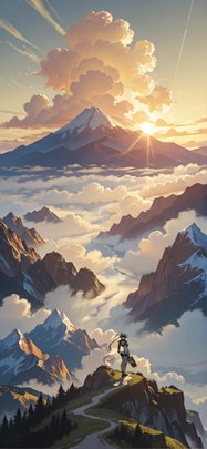 Nimbus Yellow Afternoon Mountain Summer Machine mobile wallpaper / スマホ壁紙