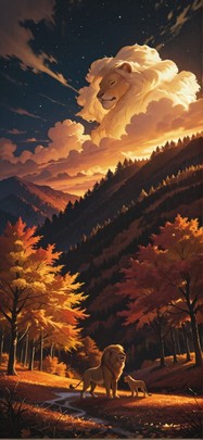 Nimbus Yellow Night Nature Autumn Animal mobile wallpaper / スマホ壁紙