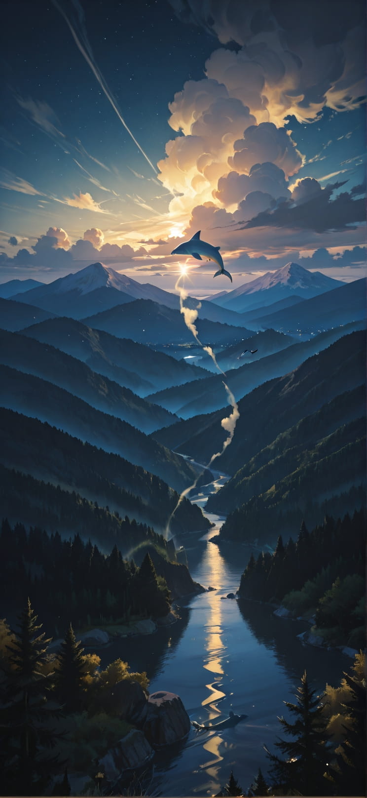 Nimbus Yellow Night Nature Spring Animal mobile wallpaper / スマホ壁紙