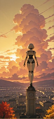 Nimbus Yellow Sunset City Autumn Machine mobile wallpaper / スマホ壁紙