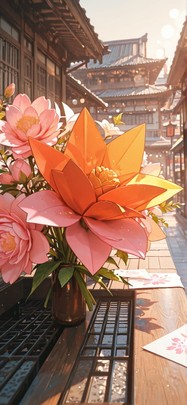 Origami Brown Afternoon City Summer Machine mobile wallpaper / スマホ壁紙