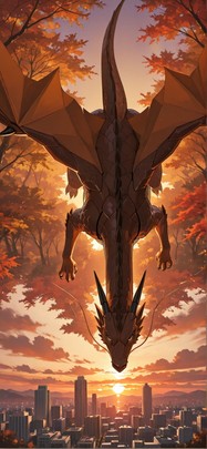 Origami Brown Sunset Nature Autumn Animal mobile wallpaper / スマホ壁紙