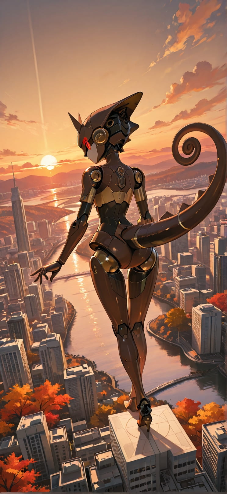 Origami Brown Sunset Sea Autumn Animal Machine mobile wallpaper / スマホ壁紙