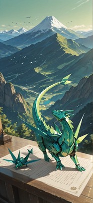 Origami Green Afternoon Mountain Summer Animal mobile wallpaper / スマホ壁紙