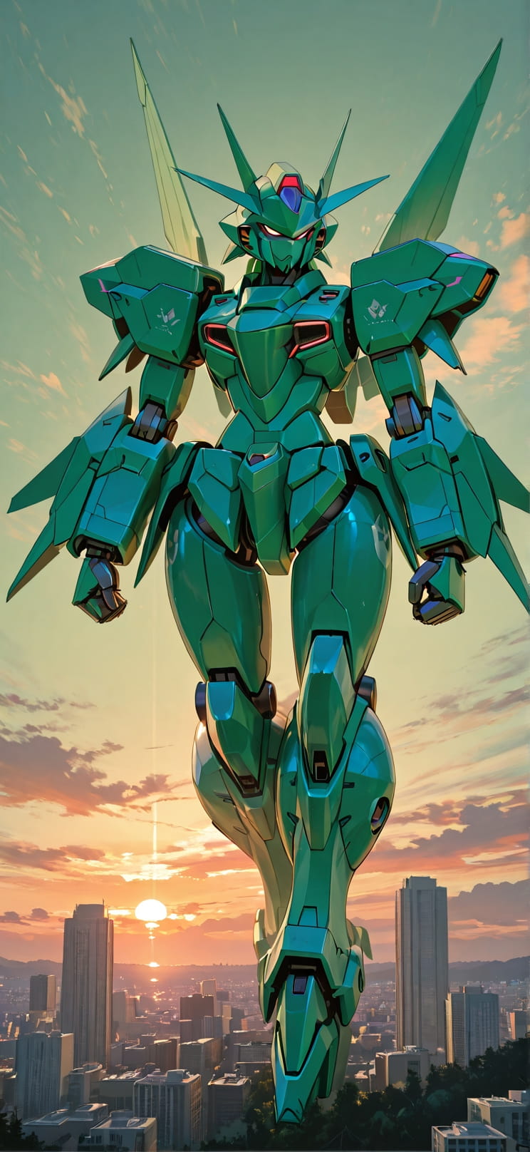 Origami Green Sunset Nature Summer Machine mobile wallpaper / スマホ壁紙