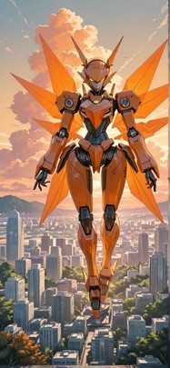 Origami Orange Afternoon Nature Summer Machine mobile wallpaper / スマホ壁紙