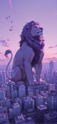 Origami Purple Afternoon City Summer Animal mobile wallpaper / スマホ壁紙