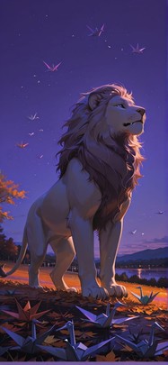 Origami Purple Night Sky Autumn Animal mobile wallpaper / スマホ壁紙