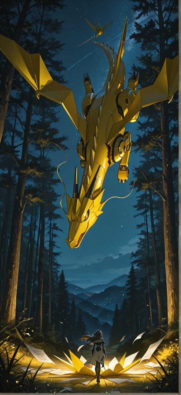 Origami Yellow Night Nature Spring Animal Machine mobile wallpaper / スマホ壁紙
