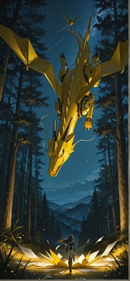 Origami Yellow Night Nature Spring Animal Machine mobile wallpaper / スマホ壁紙