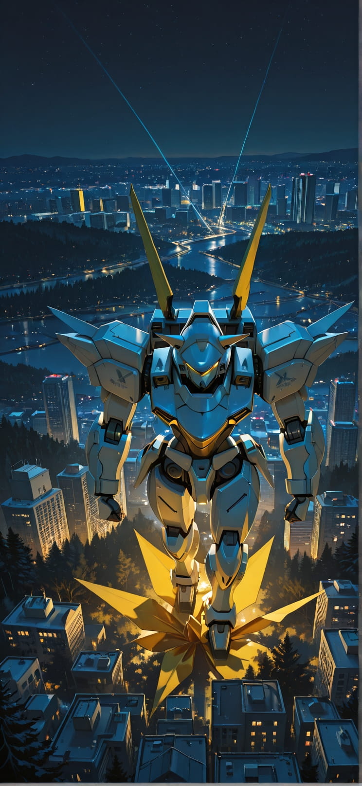 Origami Yellow Night Nature Winter Animal Machine mobile wallpaper / スマホ壁紙