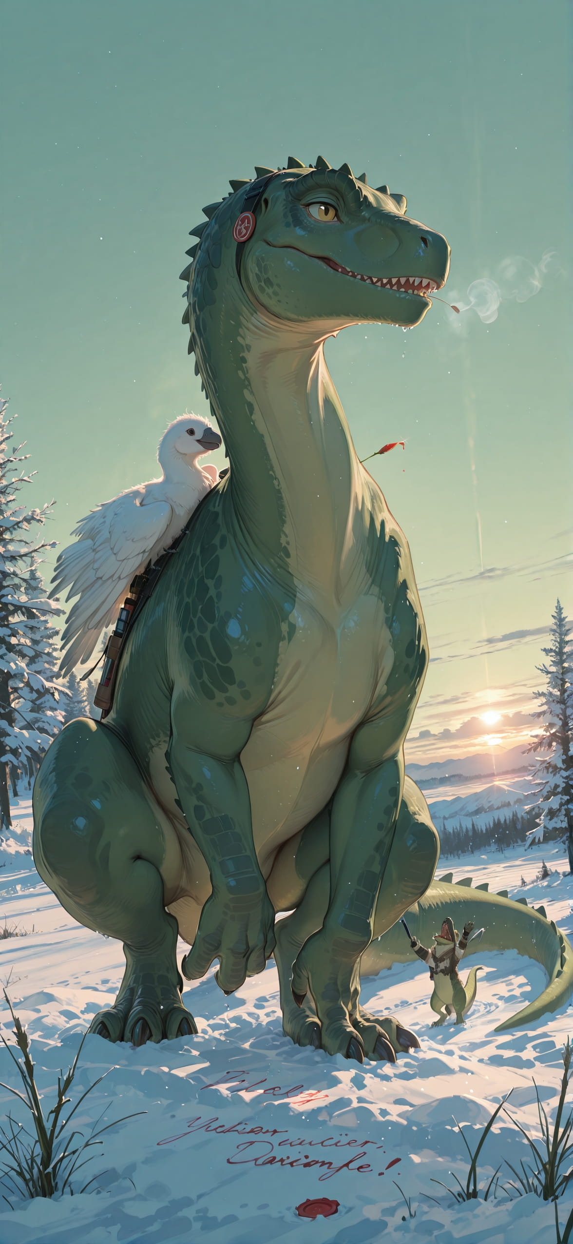 Penpals Green Afternoon Sky Winter Animal mobile wallpaper / スマホ壁紙