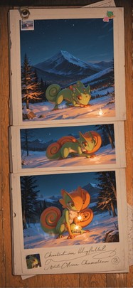 Penpals Orange Night Mountain Winter Animal mobile wallpaper / スマホ壁紙