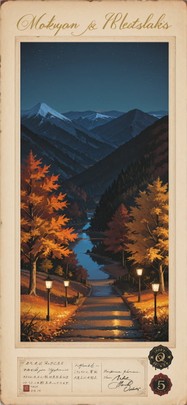 Penpals Yellow Night Mountain Autumn mobile wallpaper / スマホ壁紙