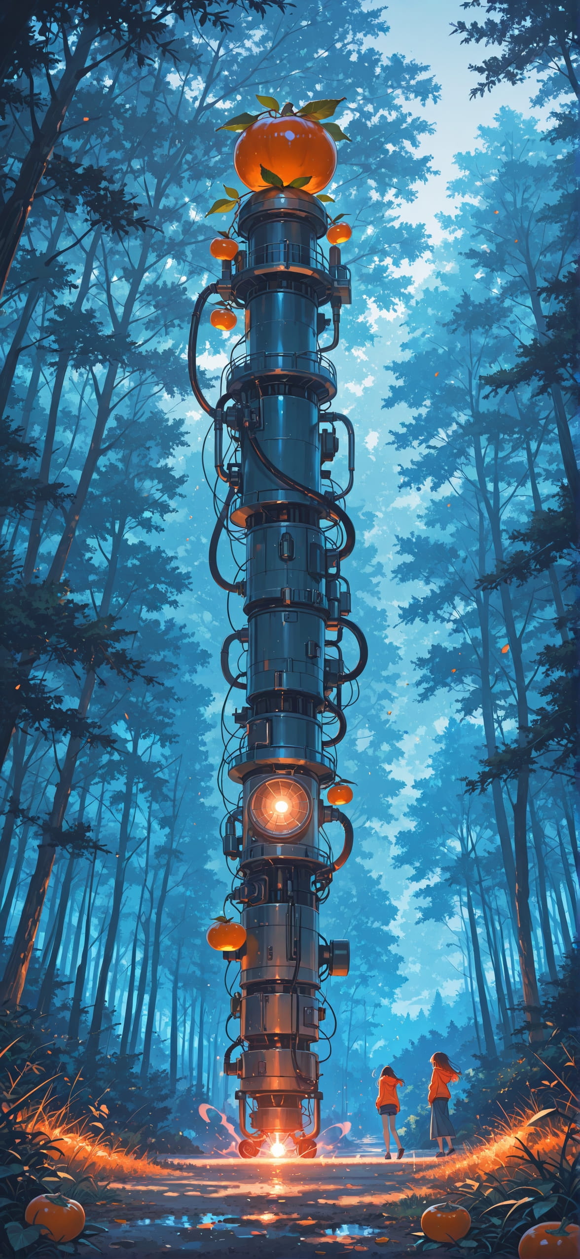 Persimmon Blue Afternoon Nature Summer Machine mobile wallpaper / スマホ壁紙