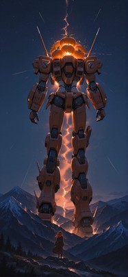 Persimmon Brown Night Mountain Summer Machine mobile wallpaper / スマホ壁紙