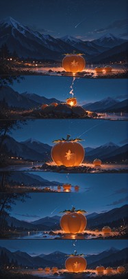 Persimmon Brown Night Mountain Summer mobile wallpaper / スマホ壁紙