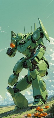 Persimmon Green Afternoon Sky Summer Machine mobile wallpaper / スマホ壁紙