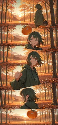 Persimmon Green Sunset Nature Autumn Animal Machine mobile wallpaper / スマホ壁紙