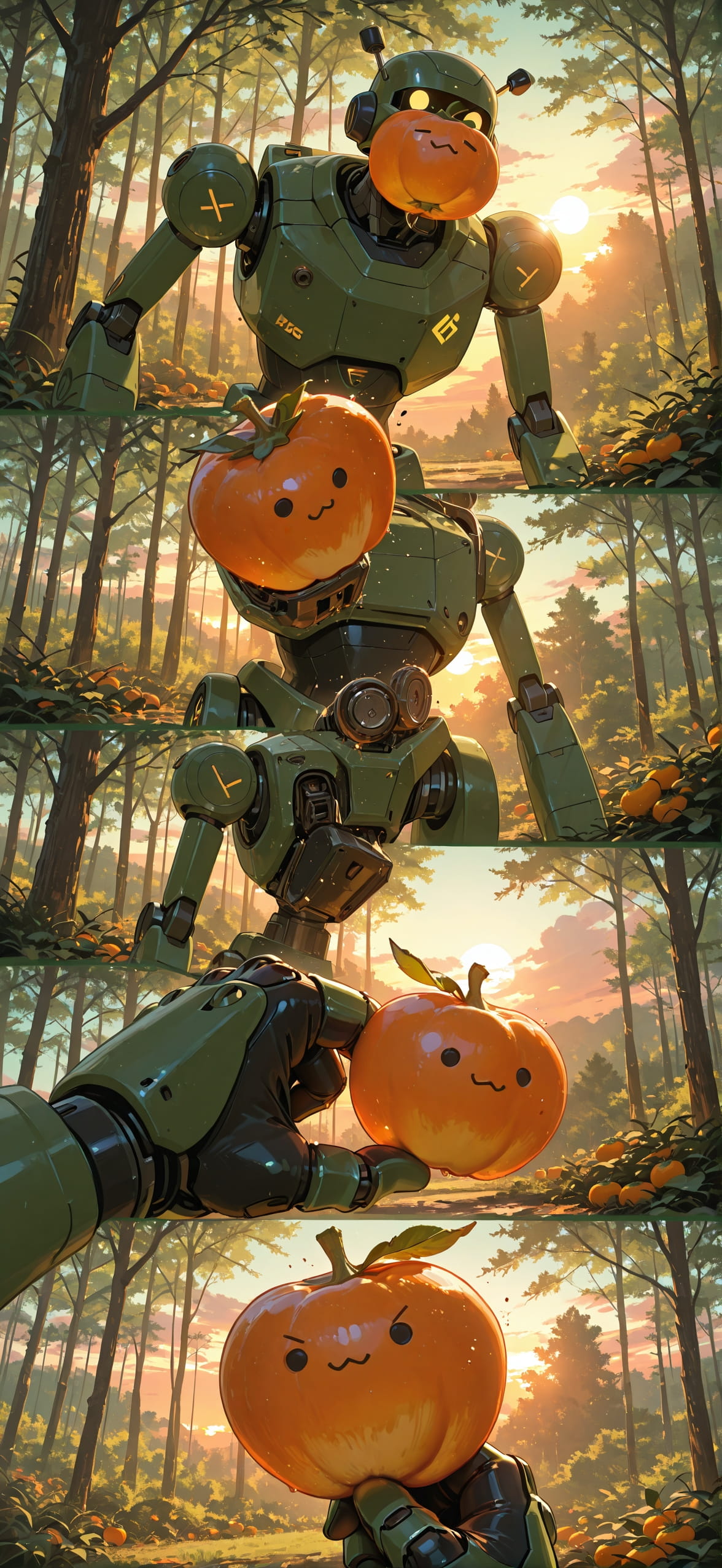 Persimmon Green Sunset Nature Spring Machine mobile wallpaper / スマホ壁紙