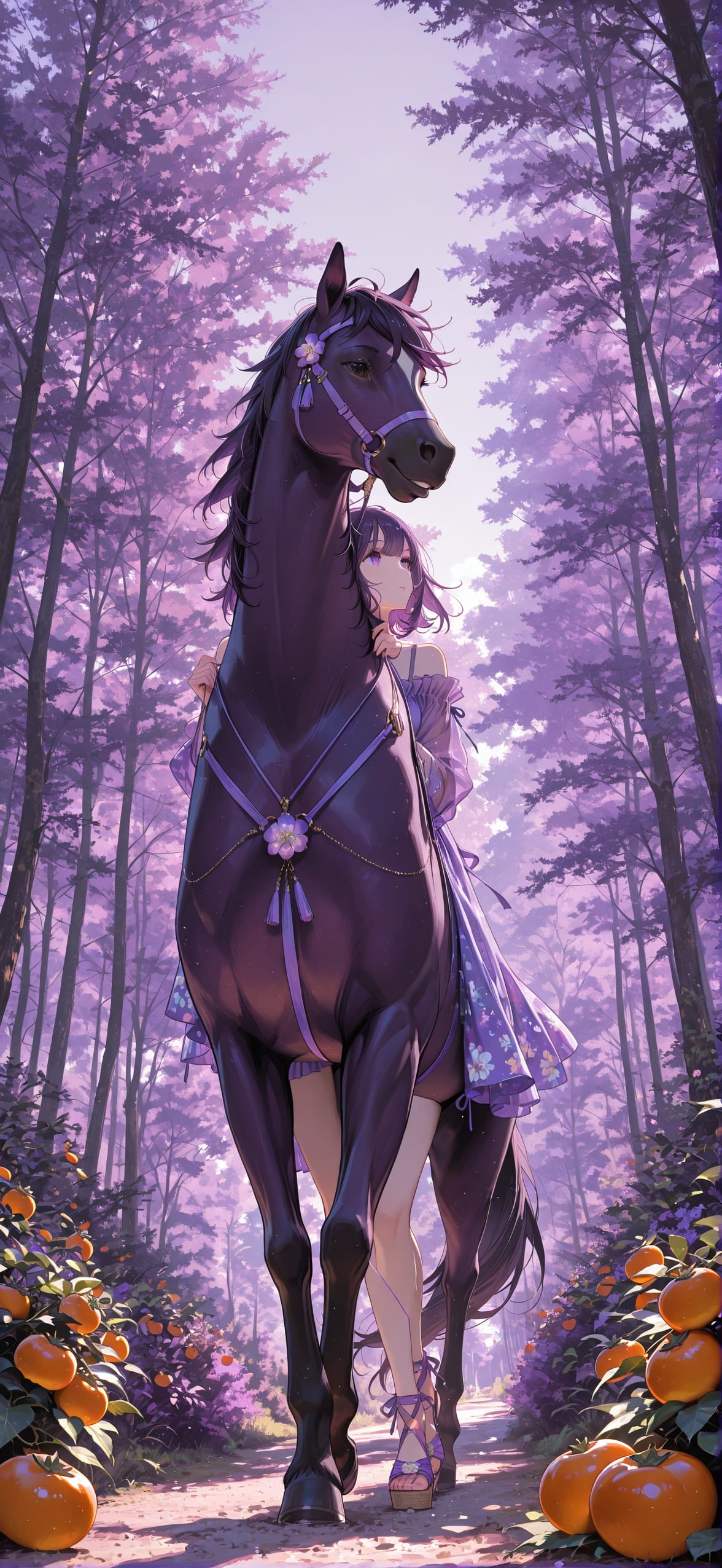 Persimmon Purple Afternoon Nature Summer Animal mobile wallpaper / スマホ壁紙