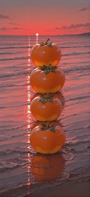 Persimmon Red Afternoon Sea Winter mobile wallpaper / スマホ壁紙