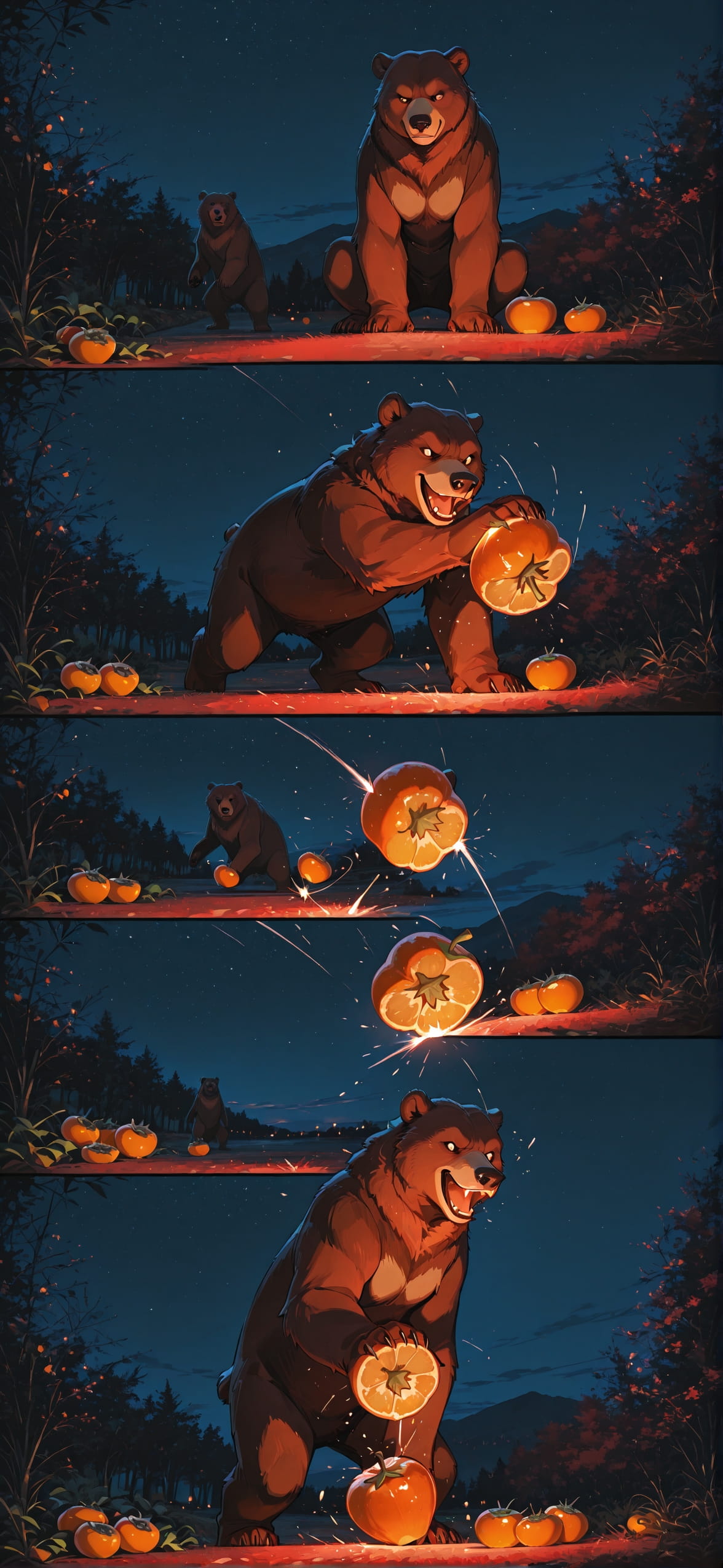 Persimmon Red Night Sky Spring Animal Machine mobile wallpaper / スマホ壁紙