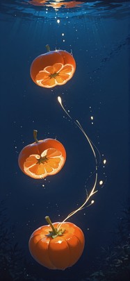 Persimmon Yellow Night Sea Spring mobile wallpaper / スマホ壁紙
