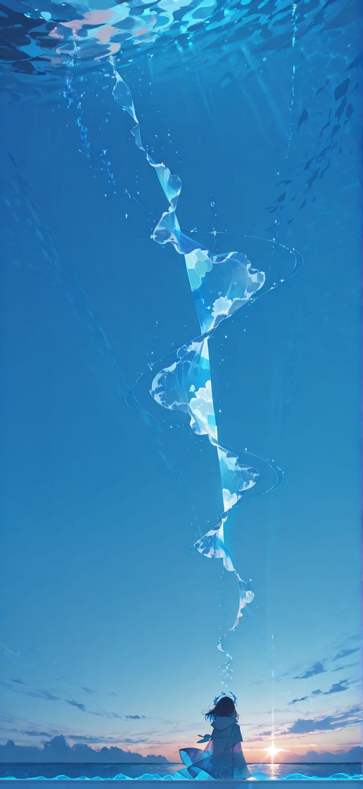 Prism Blue Afternoon Sky Winter mobile wallpaper / スマホ壁紙